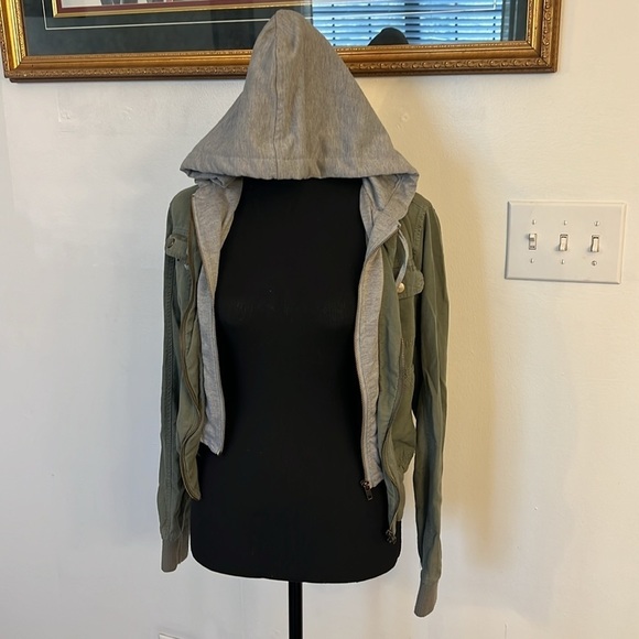 Full Tilt Versatile Cotton & Spandex Layered Hooded Jacket W/Zip Pockets, Sz. S. - Picture 5 of 12
